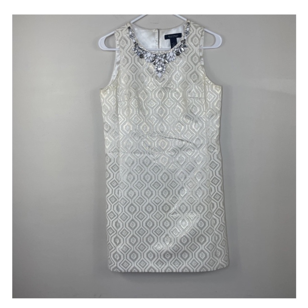 White House Black Market Womens Sheath Dress Sleeveless Beaded Neck-2